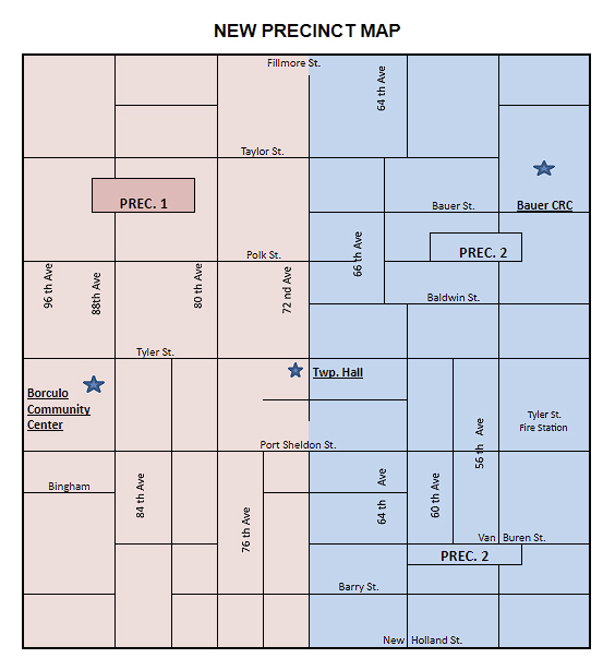 a precinct map divided vertically down the center.